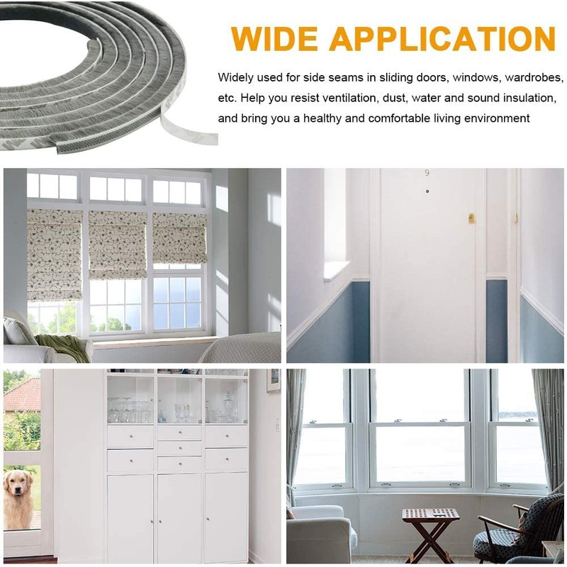 33ft Weather Stripping Brush for Sliding Windows/Doors Frame Side,Pile Self