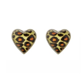 Zenvie Sterling Silver Leopard Heart Stud Earrings with Gift Box - 7mm x 6mm