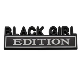 2Pc Black Girl Edition Emblem 3D Fender Badge Car Truck Decal Fit for Car Truck SUV (Black White)