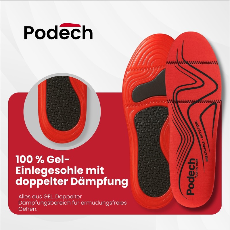 Podech Antistatic Gel Insoles with Guide - ESD Work Insoles