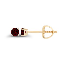 14K Yellow Gold Plated Sterling Silver 3mm Round Natural Garnet January Birthstone Screwback Stud Earrings