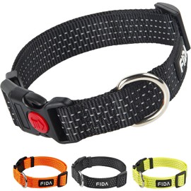 Fida Collar reflectante para perro, collares de nailon con colores neón para perros pequeñosmedianosgrandes, collares de perro de alta visibilidad