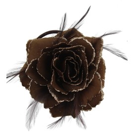Zac's Alter Ego Glitter Hair Rose with Feathers on Clip, Elastic & Brooch Pin