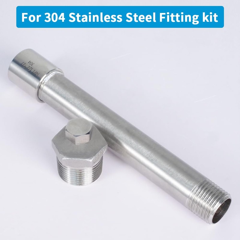 Quickun 304 Stainless Steel Pipe Coupling Fitting, 1/2" x 1/2"