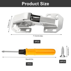 Pack of 4 Screw-On Hinges Soft Close Hinges for Cabinet Doors 90° Cabinet Hinges with Hinge Screws Cabinet Hinges Furniture Hinges for Furniture Cabinet Door Wooden Door (113 x 43 mm)