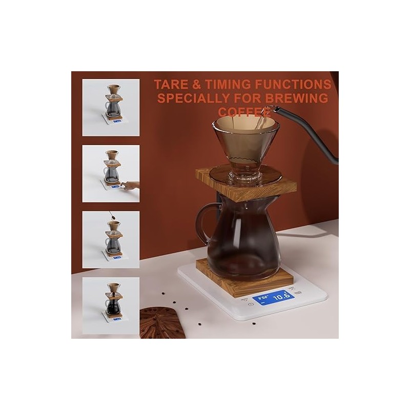 MEGAWISE Precision Coffee Scale,High Precision to 0.005oz, Waterproof Tempered Glass,