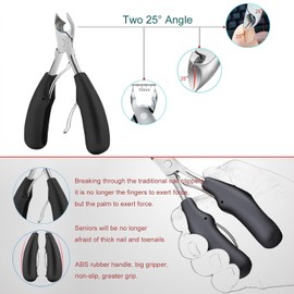 Nail Clippers for Thick Nails, Heavy Duty Toenail Clippers for Seniors Large Wide Jaw Opening and 360° Rotating Nail Clippers (Black)