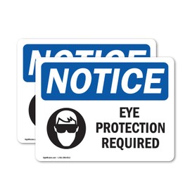 (2 Pack) Eye Protection Required Sign With Symbol OSHA Notice Sign 5 Inch X 3.5 Inch Vinyl Label Decal Sticker Weather Resistant, UV Protected for Workplace, Construction Site, Made in the USA
