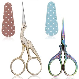 BIHRTC Stork Crane Scissors with Leather Cover Stainless Steel Scissors Bird Sewing Scissors Shears DIY Tools Dressmaker Small Scissors for Sewing Crafting Art Work Threading Needlework
