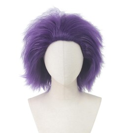Cfalaicos Short Spiky Wig for Men Short Straight Spiky Cosplay Wigs Thick Crazy Wig for Adult Men Synthetic Costume Wigs for Halloween Christmas Party (Purple #26)
