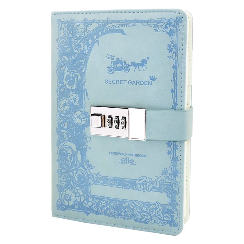 NectaRoy Lockable Diary, PU Leather Password Notebook Agenda(Butterfly decor), B6