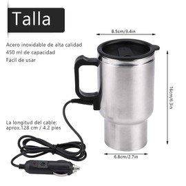 450 ml 12V Acero inoxidable Coche eléctrico Taza Viaje Calentador eléctrico Termo Enchufe Hervidores Hervidor Coche Taza de café Calentador con adaptador Otros aparatos eléctricos
