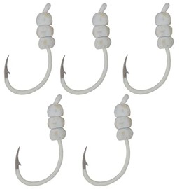 Tooth Shield Tackle Tungsten Weighted Ice Fishing Deadstick Plummeting Hooks Weighted Tip-Up Hooks/Tip Down Hook Walleye Crappie Perch Tungsten Jigs [Glow/White 5 Pack]