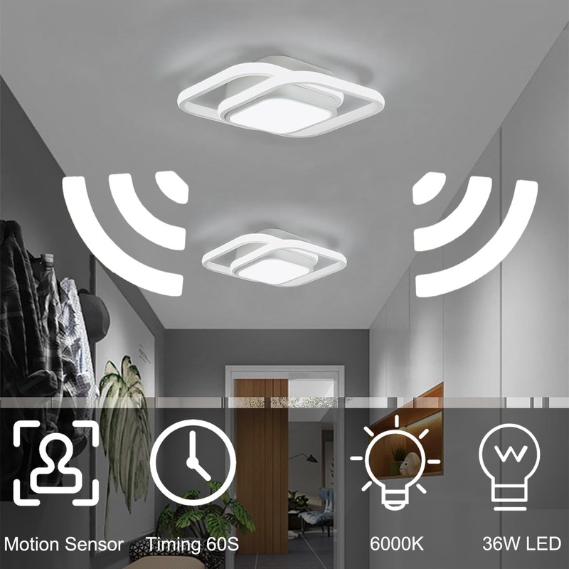 EIDEARAY 12.6Inch Motion Sensor LED Ceiling Light Indoor, 36W 6000K
