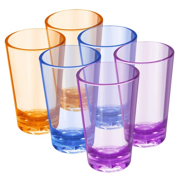 EgieMr Unbreakable Drinking Glasses, 5 Oz Plastic Tumblers Cups Set of 6 in 3 Assorted Colors