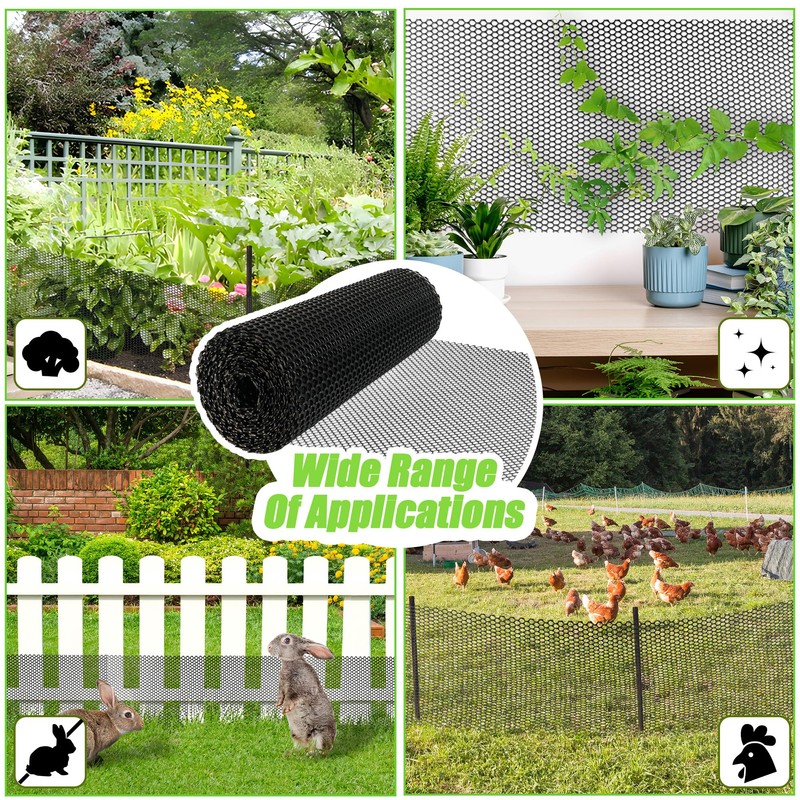 Black Plastic Wire Mesh Fence Roll - 15.7IN x 20FT