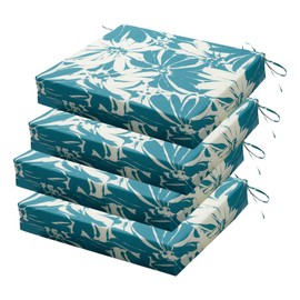HOMELYSIAN Outdoor Chair Cushions Set of 4, 17x16x2 Inch, Daisy Pattern, Water Resistant, Non-Slip, Firm, Classic Style, Outdoor Lounging