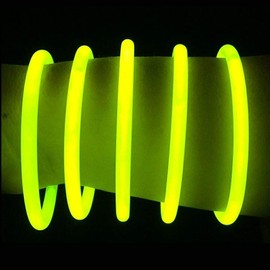 Glow Sticks Bulk Wholesale Bracelets, 100 8” Yellow Glow Stick Glow Bracelets, Bright Color, Glow 8-12 Hrs, 100 Connectors Included, Glow Party Favors Supplies, Sturdy Packaging, GlowWithUs Brand