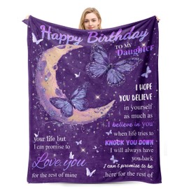PUYTG Gifts for Daughters Adult, Daughter Birthday Blanket Gifts From Mum Dad, Perfect Warm Gift for Birthday Christmas Teacher's Day Throw Blanket 60 X 50 Inches