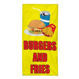 genetic/unbranded Vertical Vinyl Banner Multiple Sizes Burger and Fries Yellow Food and Drink - 144x60inches
