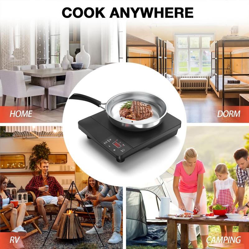 Nafewin Portable Induction Cooktop 1800W,110V Single Burner Induction Burner &