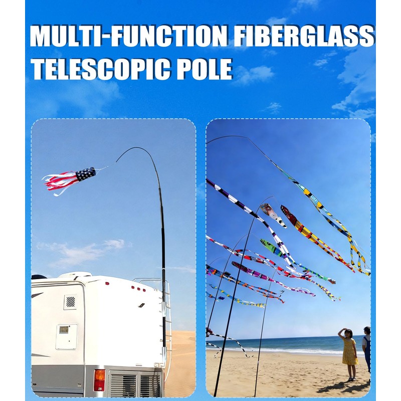 Sinyoeer 18FT Telescoping Wind Sock Pole, Fiberglass Flag Pole Pole