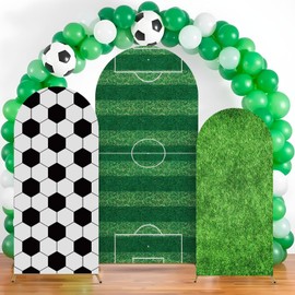 3 Pcs Soccer Arch Backdrop Cover 4ft, 5ft, 6ft Arch Covers Stretchy Backdrop Sports Soccer Arch Cover for Sports Theme Birthday Party Photo Background Arch Stand Stretchy Decoration