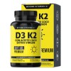 Vitamina D3 + Vitamina K2 con Aceite de Coco Extra Virgen | MCT (Trigliceridos) Aceite Coco Capsulas| Cápsula Blanda Premium - Vitaminas Mujer / Hombre - (60 Caps)