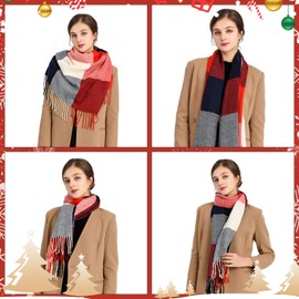 Good Nite Scarf Women Winter Red Scarves Shawls Scarves Wraps Ladies Christmas Gifts Long Soft Warm Tartan Scarf Wool Spinning Tassel Long Stole for Women