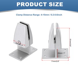 PATIKIL 2.8x1.7x3.6 Desk Divider Support Clamp, 4 Pcs Aluminum Desk Shield Clamp Desk Divider Partition Clamp Sneeze Guard Clamp Bracket for Office Home Desk Panel, Silver