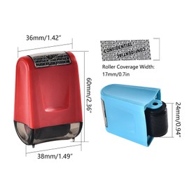 2 x Address Blocker Stamps, Roll Stamp for Protection Against Identity Theft, Information Blocker, Security Stamp, Security of Personal Data, Data Defender (Red + Blue)