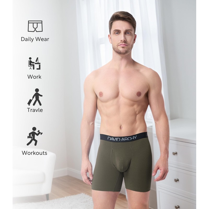 DAVID ARCHY Men's Underwear Breathable Rayon Made from Bamboo Boxer