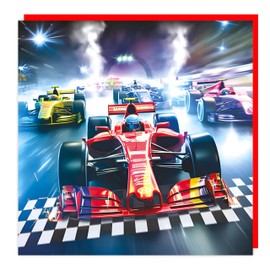 Tracks Publishing Birthday/Blank Greeting Card - Blank Card for Men/Boys with 3D Lenticular Racing Car Design - General Card Suitable for Any Occasion