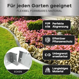 Corner Flower Bed Garden Border Metal Anthracite Powder 8x8x18,5 cm Set of 4 Way Control