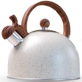 JUEDIFX Tetera para Estufa,Hervidor Silbante de Acero Inoxidable 2,5L para Todo Tipo de Cocinas, Incluso Inducción,Libre de BPA, Estilo Retro con Asa Ergonómica Antiquemaduras