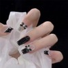 Black French Press on Nails Medium Length Aritifical Square Fake