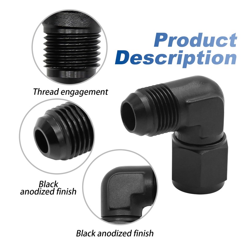 Saihisday CS00111SAN81 Swivel Fitting Adapter, 8AN 90 Degree Female to