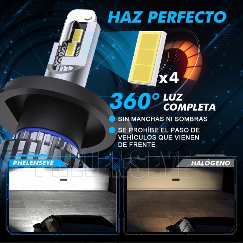 Kit De Faros Luz Led H4 H7 H11 9005 9006
