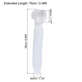 MECCANIXITY Bathtub Drain Pipe Expandable Adjustable Drain 28cm Tubing Flexible Drainage Hose for Bathroom Shower, White Pack of 2