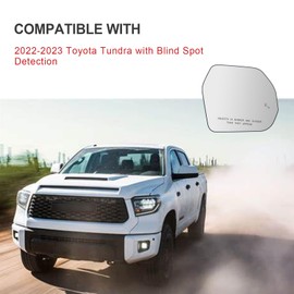 Blind Spot Detection Passenger Side Mirror Replacement for Toyota Tundra 2022-2023, Right Exterior Side Rearview Mirrors Glass, with Backing Plate, Power Heated