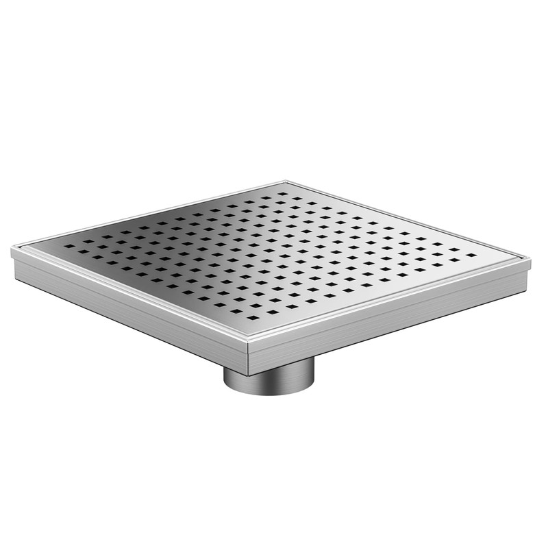 Neodrain 8-Inch Square Shower Drain with Removable Quadrato Pattern Grate,