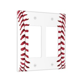 Spshian Outlet Covers Baseball Sports Cool Red White 2 Gang Light Switch Cover Plate Double Rocker Switch plate Covers Decorative Wall Plates Electrical GFCI Receptacle for Bathroom Bedroom Decor