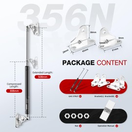 Vepagoo Vepagoo 500MM 356N/80lb Gas Struts Universal adjustable 20inch 36KG Lift Support Springs with Mounting Kit for Ottoman Bed, Heavy lid, Floor Hatch Door, and Other Custom Heavy Duty Project, 2PCS