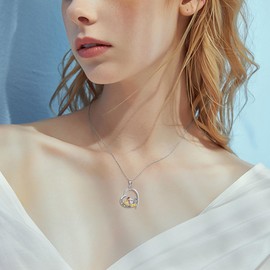 UCADRIT Chicken Necklace 925 Sterling Silver Hen Heart Pendant Necklace Animal Jewelry Present for Women, Medium, Sterling Silver, No Gemstone