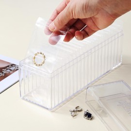 MUQING 2 Pcs Large Acrylic Jewelry Box Organizer, 20 Pack Anti Tarnish Jewelry Bag, Girls Jewelry Case with Lid for Rings, Earrings and Necklaces