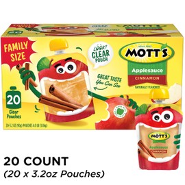Mott's Cinnamon Applesauce, 3.2 oz clear pouches, 20 pack