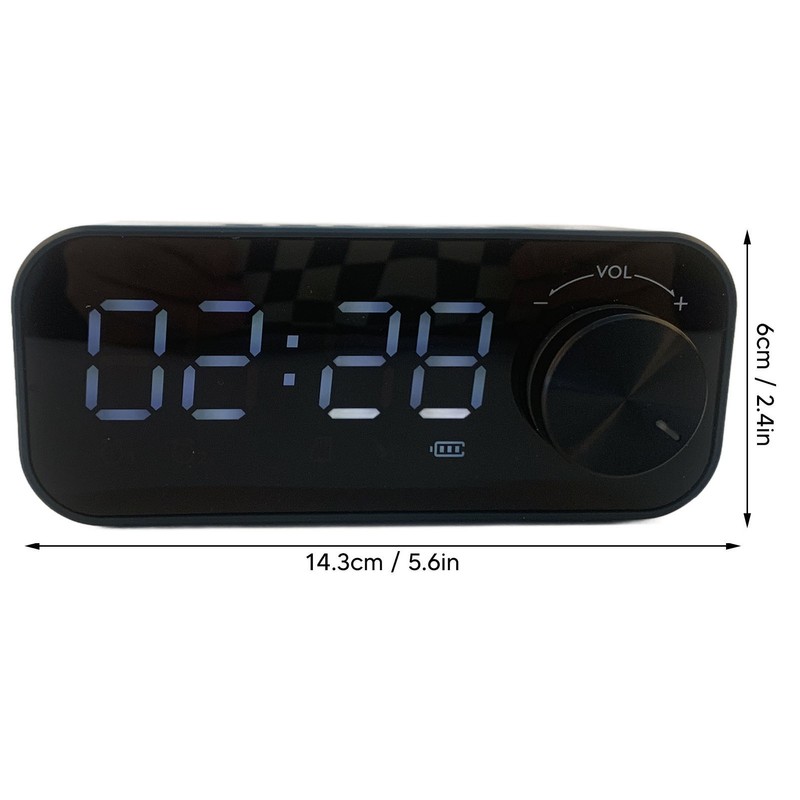 Mini Bluetooth Speaker Heavy Bass Dual Alarm Clock Portable Wireless