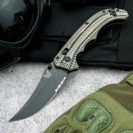 BM 865 Pocket Knife Fruit Knife Portable Outdoor Camping Hunting Survival Essential Multi-functional Folding Knives Men's Giftcolor: Yellow handle with half teeth, blade length: 2.8in, blade width: 0.984in, type: Folding Blade Knife