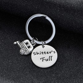 BESPMOSP Shitter's Full Keychain Happy Camper Keychain Camping Lovers Gift Campers Jewelry Trailer Vacation Jewellery (Style1)