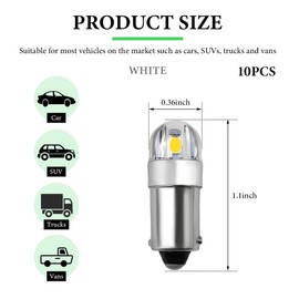 DXNQ 10PCS BA9S BA9 1895 1891 53 57 47830 LED Bulb, Super Bright 2SMD 3030Chips BA9S LED Bulb Glove Box Light, Canbus Error Free 12V 64111 3893 LED Bulb for Dome Map License Plate (White)